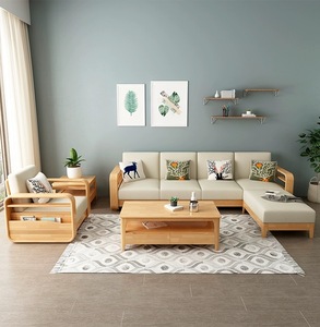 Sofá Nórdico de Madera Maciza para el Hogar; Sofá Combinado Moderno y Minimalista para <span class=keywords><strong>Apartamentos</strong></span> Pequeños <span class=keywords><strong>en</strong></span> <span class=keywords><strong>Alquiler</strong></span>; Sofá Esquinero - Product Image 1