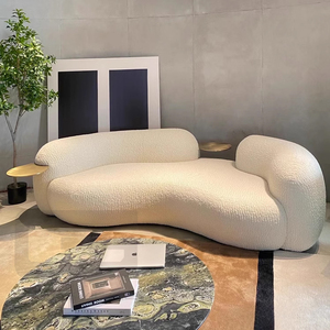 Foshan fabbrica <span class=keywords><strong>moderno</strong></span> <span class=keywords><strong>bianco</strong></span> Boucle divano curvo Julep Jonaswagell divani in velluto crema mobili per la casa da <span class=keywords><strong>soggiorno</strong></span> - Product Image 2