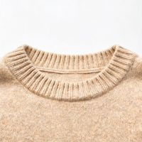 Pull à col rond pour femme de haute qualité, couleur unie, col rond, kaki, tricot doux, coupe régulière, manches longues, pour l'automne