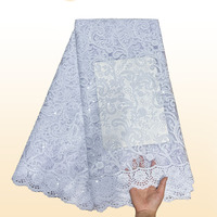 Tissus en dentelle filet française nigériane de haute qualité 2026, brodés, pour robes de mariée élégantes, 5 yards, en tulle africain et maille à sequins