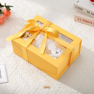 Caja de regalo amarilla con tapa y ventana, caja de regalo transparente, con cinta, caja para propuesta de dama de honor, se puede personalizar - Product Image 4
