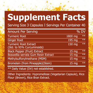 Private Label Turmeric Curcumin Ginger Root Capsules with Turmeric Root Enhance Joint Mobility Support Healthy Aging Capsules - Product Image 2