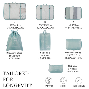7pcs Set <strong>Travel</strong> <strong>Storage</strong> <strong>Bags</strong> Drawstring Packing Cubes for Clothes Sorting Lightweight Luggage Organizers Custom Design Wholesale - Product Image 3