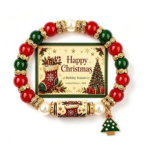 2026 New Ethnic Unisex Christmas <b>Bracelet</b> Santa Claus Crystal Beaded <b>Bracelet</b> Christmas Tree Reindeer Design Perfect Gift - Product Image 2