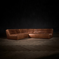 Canapé en Cuir Marron Style Antique Chesterfield pour Salon