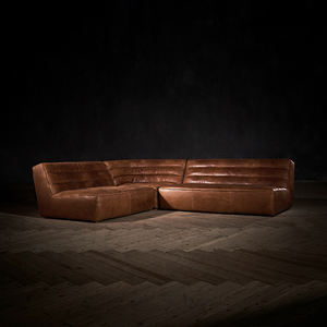 골동품 스타일 다크 브라운 가죽 소파 체스터필드 가죽 소파 세트 거실 - Product Image 2