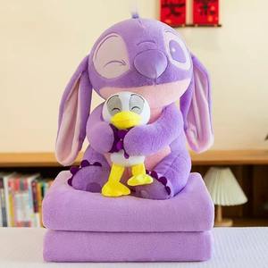 Megan grosir selimut AC gambar kartun imut Stitch mainan mewah Pink biru Lilo Stitch bantal sofa - Product Image 2