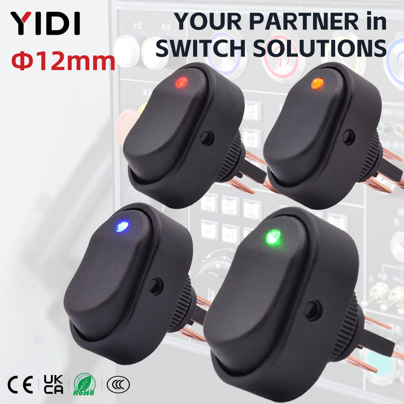 12mm Dot LED Rocker Switch 12V