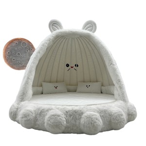 Letto matrimoniale Smokie moderno e minimalista in legno per bambini, a forma di animale, simpatico, per cameretta di <span class=keywords><strong>bambina</strong></span>, con design a casa sull'albero e mostro avvolgente - Product Image 5