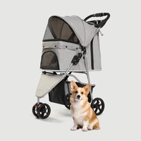 Poussette pour chien à prix avantageux avec grandes roues, en tissu Oxford 300D, petite, transparente, avec pare-soleil