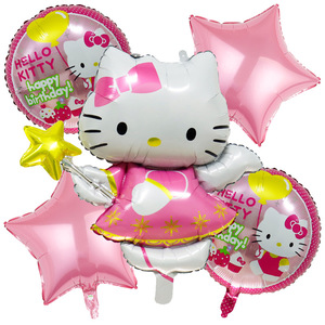 Ensemble de <span class=keywords><strong>5</strong></span> ballons en feuille d'aluminium à motif de chaton de dessin animé avec design tête de chat mignon pour les fêtes d'anniversaire des enfants - Product Image 2