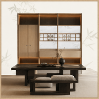Série bois GOLDEN HOME |   Meubles de cuisine modulaires modernes sur mesure avec portes en verre |   Service de rendu de conception de plan 3D gratuit