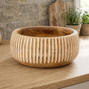 BS INTERNATIONAL Bols de service en bois d'acacia poli de style vintage, écologiques, 0,2 kg, pour les fêtes et la décoration de la maison - Product Image 1