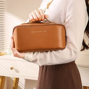 Nouveau sac de maquillage Portable en PU souple pliable étui à cosmétiques de voyage étanche avec pochettes en maille organisateur de vêtements fonctionnel - Product Image 6