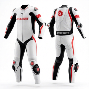 Custom <b>Crystal</b> Sports Waterproof Summer Motorbike Racing Leather Suit Unisex Customizable Made in Pakistan - Product Image 1