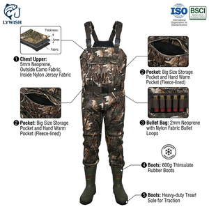 Waders isolés en néoprène 5 mm camouflage pour la chasse au canard en extérieur, avec bottes intégrées 600g Thinsulate, camouflage pour la chasse - Product Image 2