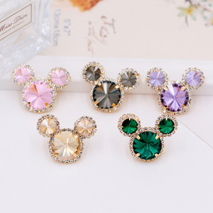 Pinzas para el cabello con cabeza de Mickey Mouse, pinzas para el cabello con incrustaciones de diamantes de imitación, accesorio para el cabello con hebilla de joyería para uso diario, color rosa, morado, champán - Product Image 3