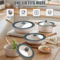Couvercle de casserole universel en silicone Simake, compatible avec les ustensiles de cuisine de 7 à 12 pouces, couvre-pots en verre trempé, poêles à frire, ustensiles de cuisine en fonte