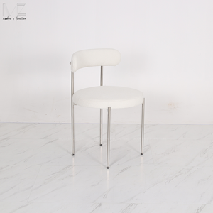 كرسي فاخر عصري بتصميم نورديك بأرجل معدنية بيضاء ومخمل، مناسب لغرفة الطعام والمقاهي وحفلات الزفاف والمناسبات، مصنوع من صوف الحملان - Product Image 3