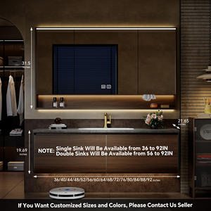 Sink <strong>Bathroom</strong> Vanity - Solid Wood <strong>Bathroom</strong> Vanity with Smart Defog <strong>Mirror</strong> <strong>Cabinet</strong> and Light, Floating Double Sink <strong>Cabinet</strong> - Product Image 6