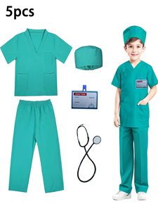 5 uds niños niño médico traje quirúrgico uniforme Scrubs traje conjunto para niños niñas vestir Halloween Cosplay - Product Image 2