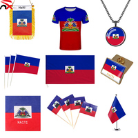 Promotion 2026 : Produit haïtien très demandé pour les fans de football – Collier et drapeau à main personnalisés avec logo du drapeau haïtien