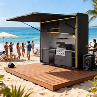 Cuisine extérieure de plage en acier inoxydable, armoire de barbecue modulaire avec évier et mini-réfrigérateur pour villa en bord de mer, complexe hôtelier, camping