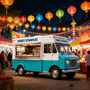 Carrito de Comida Móvil Eléctrico de 4 Ruedas Montado en Camión, Helados, Desayuno, Comida Rápida, Brochetas Fritas, Barbacoa, Negocio de Venta Ambulante para Mercados Nocturnos - Product Image 3