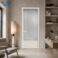 Puerta de Baño de Vidrio Decorativa con Vidrio Texturizado para Privacidad y Marco Delgado para Interiores de Apartamentos