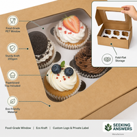 Boîte à gâteau rectangulaire en papier kraft avec fenêtre transparente, qualité alimentaire, personnalisable, pour cupcakes, tartes aux œufs, pâtisseries, à emporter, boulangerie Wenzhou