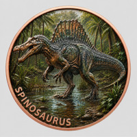 Pièce de monnaie en cuivre pur 999 de 1 oz, série Dinosaures, Tyrannosaurus Rex puissant, couleur en relief, édition UV préférée