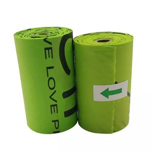 Sacs à crottes de chien biodégradables en amidon de maïs écologiques avec logo personnalisé, sacs de collecte de déchets pour animaux de compagnie verts - Product Image 1