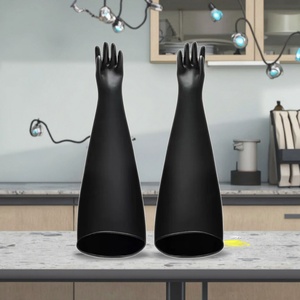 Gants de sécurité en néoprène, longueur 28 cm, poignet effilé, anti-chimiques, résistants aux perforations, texture lisse, sans poudre, sans latex - Product Image 6
