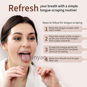 Logo kustom tembaga murni bentuk U, lapisan lidah mulut membersihkan, pengeruk lidah efektif menghilangkan bau mulut - Product Image 3