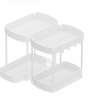 Étagère de rangement de cuisine à double couche coulissante sans perforation pour assaisonnements, multifonctionnelle, pour comptoir, vente en gros