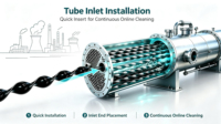 Tube échangeur de chaleur en composite polymère haute performance, autonettoyant, sans arbre, à spirale Heliscour, pour détartrage, sans alimentation électrique