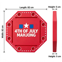 Tapis de Mahjong Octogonal Rouge Flottant Moderne de 33 Pouces pour le 4 Juillet, Pliable en Matériau EVA, Idéal pour le Divertissement Familial et les Cadeaux