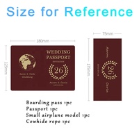 Carte d'invitation de mariage de luxe personnalisée rose élégante pour destination, avec passeport de mariage et passeport d'embarquement