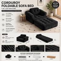 Ensemble de canapé-lit modulaire pliable personnalisé en velours côtelé, rembourré en éponge, compressé sous vide, chaise de sol tatami pour petit appartement
