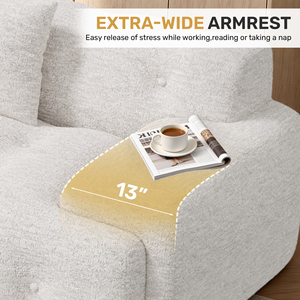 Modern Chenille Sectional <b>Sofa</b> 2-Piece Block Couch with Deep Seats Tufted Cloud Couch with Wide Armrests <b>for</b> Living Room - Product Image 3