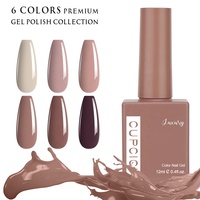 Kit de vernis gel UV non toxique BIN Nude Cocoa 6 pièces 12 ml, finition mate, pour manucure et nail art en salon