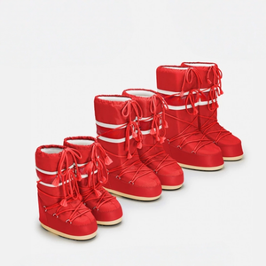 Bottes de neige thermiques rouges de style designer, unisexes, doublées en cuir véritable, imperméables, plateforme, mode hiver, bottes de marche tendance - Product Image 1