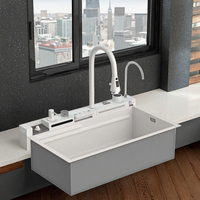Robinet cascade numérique intelligent à LED en acier inoxydable 304 Multifonction Grand lavabo bionique unique Évier de cuisine moderne