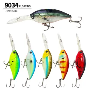 Sea Bass 75mm 22.5g Floating Crankbait Artificial Deep Diver Trolling Lures Fishing Tackle Pesca 3d Fishing Lures