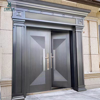 Portes personnalisées antivol en acier inoxydable avec processus de peinture au four, pour résidences de luxe, entrées de villas et appartements, style colonne romaine