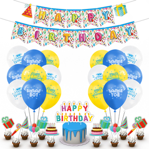 Vente flash - Ensemble de décorations de fête d'<span class=keywords><strong>anniversaire</strong></span> colorées - Ballons - Bannière - Guirlande pour fête d'<span class=keywords><strong>anniversaire</strong></span> - Product Image 4
