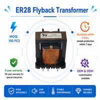 Transformateur de commutation haute fréquence ER28 220V 24V à noyau de ferrite, SMPS monté sur carte PCB, petite puissance personnalisée