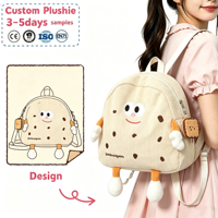 Sac à dos en velours côtelé personnalisé en forme de personnage de dessin animé, sac en peluche amusant en forme de nourriture pour enfants, sac d'école, cadeau créatif pour enfants, vente en gros