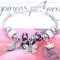 PFT 2026 Nueva Pulsera de Cuentas para Mujer al por Mayor, Joyería Estilo Bohemia, Pulsera Ajustable de Acero Inoxidable con Piedra Natural y Mariposa