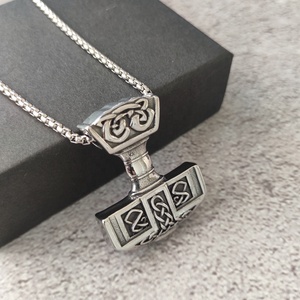 MECYLIFE Stainless Steel Nordic Viking Jewelry Necklace Men's Thor Hammer <strong>Pendant</strong> Necklace <strong>Mjolnir</strong> <strong>Pendant</strong> - Product Image 5